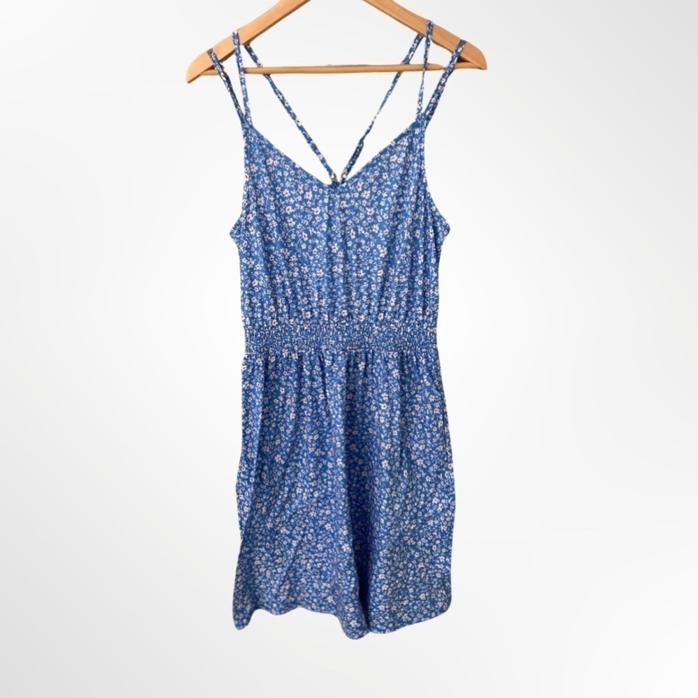 LAISHEN Women's Summer Boho V-Neck Spaghetti Strap Floral Sundress Size L